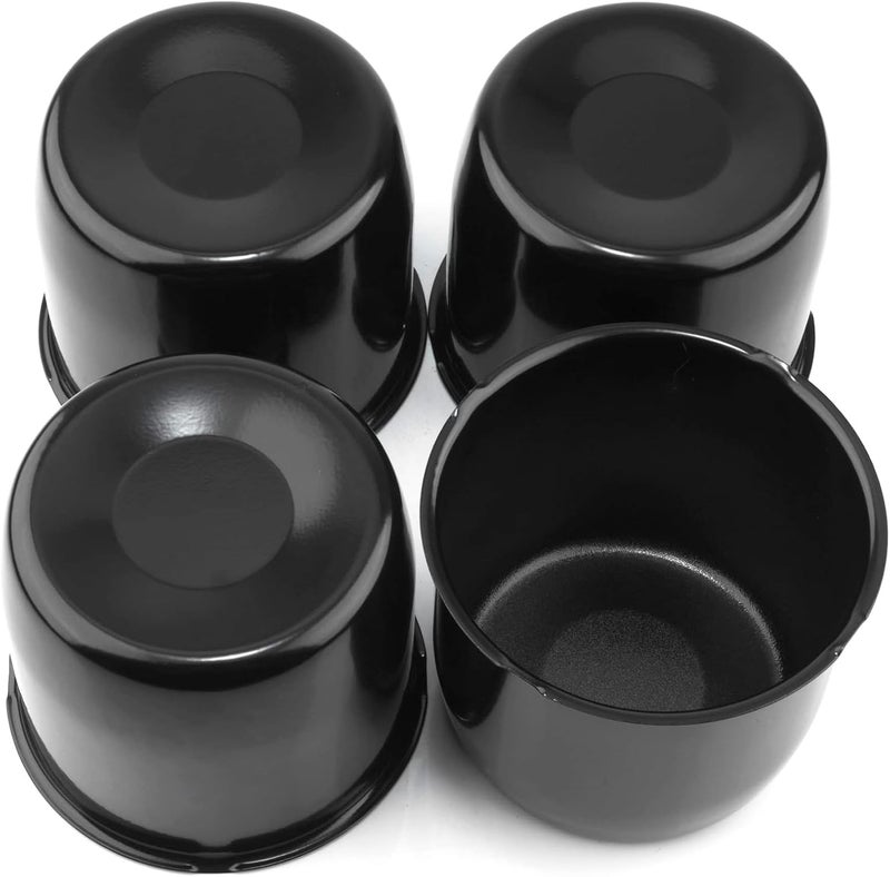 GTOWNWORKS 4Pcs 4.25 inch Wheel Center Caps Push Through for Truck Trailer RV SUV Wheels Rims, Black Carbon Steel Hub Caps 4.25" Bore, 3.66" Tall - Image 1